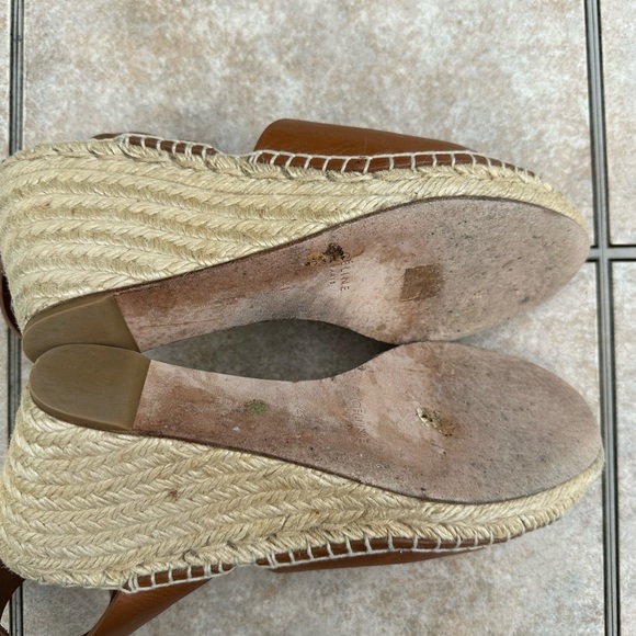 Celine Tan Jute Leather Wrap around Wedge Platform Espadrilles - Picture 12 of 16